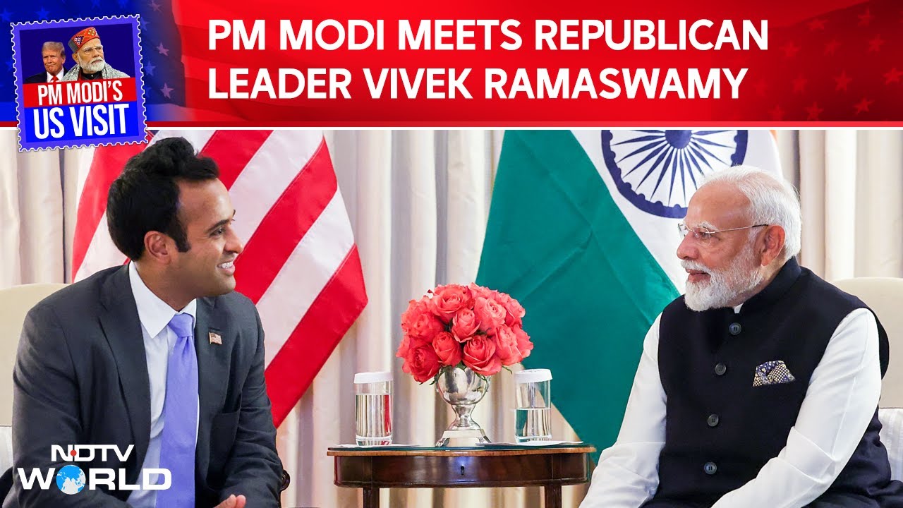 PM Modi Meets Republican Leader Vivek Ramaswamy At Blair House PM Modi Meets Republican Leader Vivek Ramaswamy At Blair House