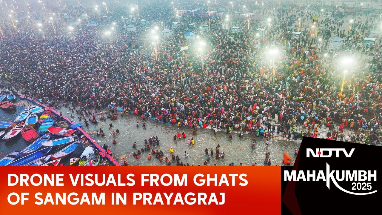 Drone Visuals From Ghats Of Sangam In Prayagraj, More Than 50 Crore Take Holy Dip