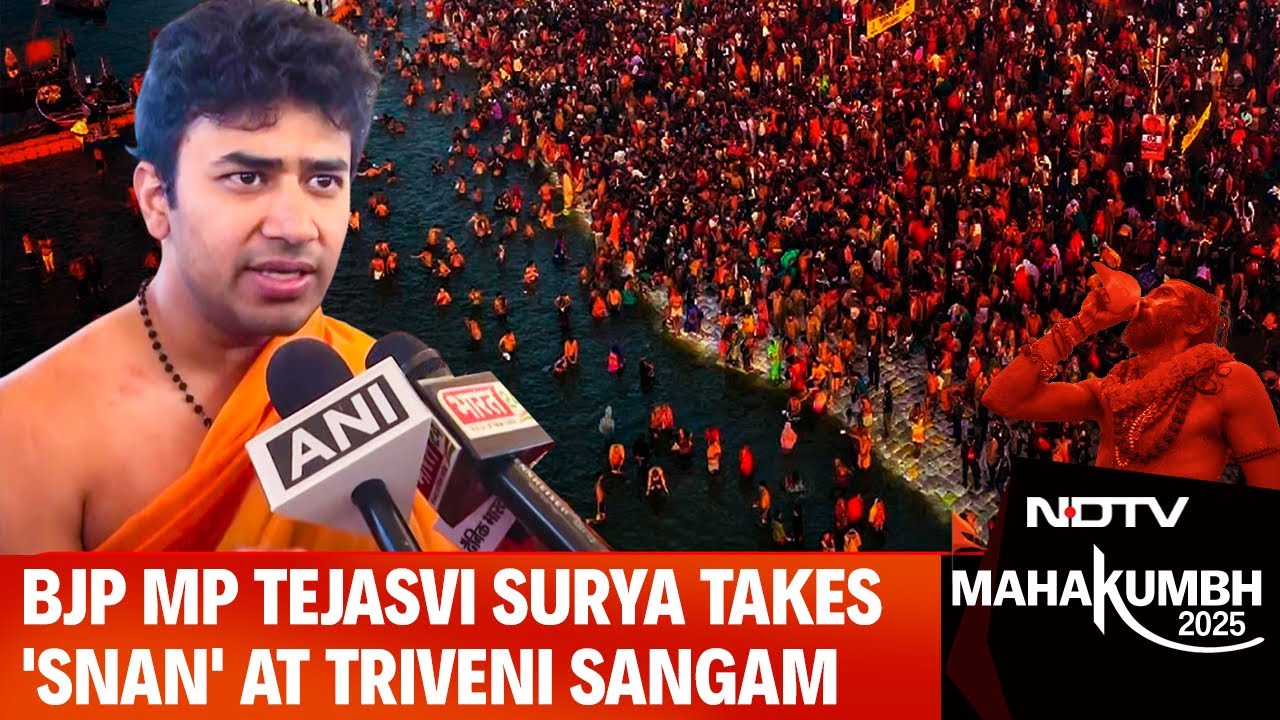 Maha Kumbh 2025 | BJP MP Tejasvi Surya Takes 'snan' At Triveni Sangam