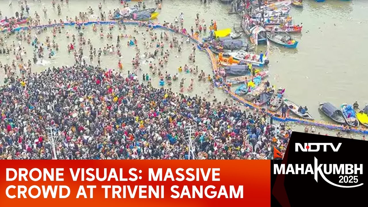 Massive Crowd At Triveni Sangam In Prayagraj For Maha Kumbh 2025