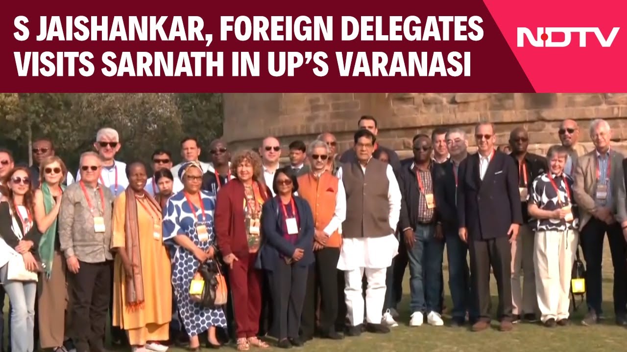 S Jaishankar Along With Foreign Delegates, Ambassadors Visit Sarnath In UP's Varanasi