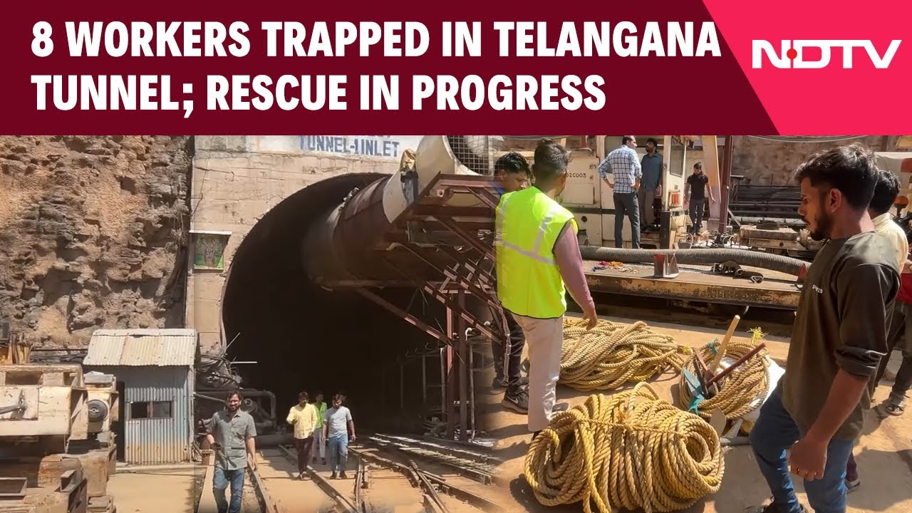Telangana Tunnel News | Srisailam Tunnel Collapse: Rescue Efforts Ongoing for Trapped Workers