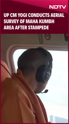 UP CM Yogi Conducts Aerial Survey Of Maha Kumbh Area After Stampede