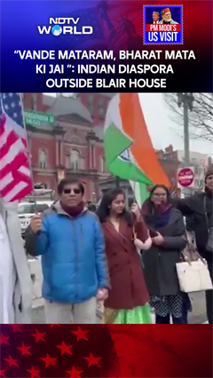 Indian diaspora Members Chant Slogans 'Vande Mataram', 'Modi Modi' Outside Blair House