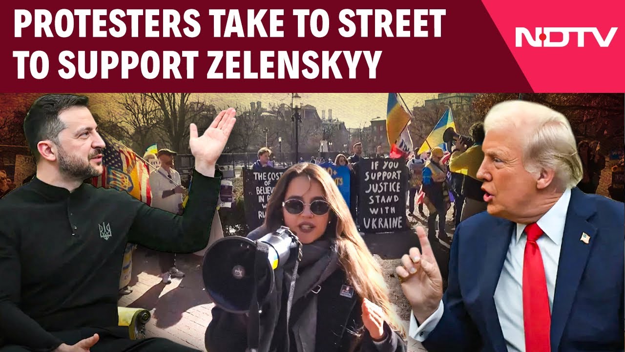 "Americans Stand With Ukraine...": Protesters Take To Street To Support Zelenskyy