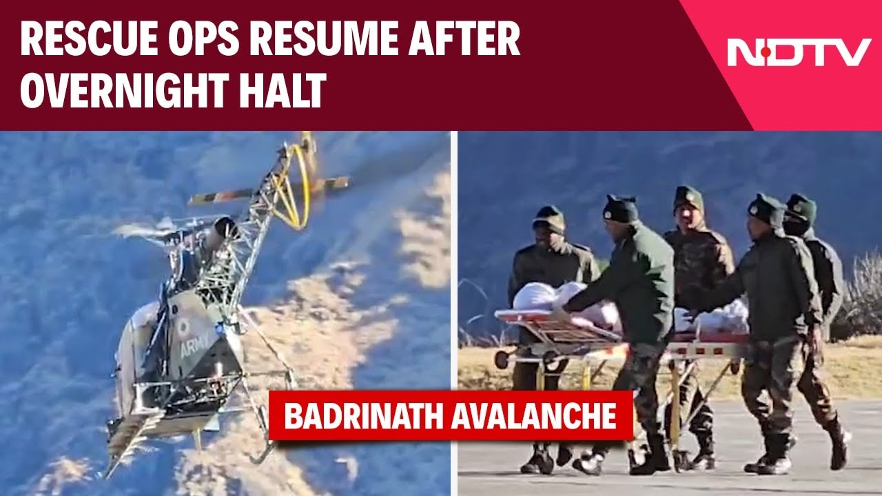 Badrinath Avalanche: Rescue Ops Resume After Overnight Halt In Uttarakhand