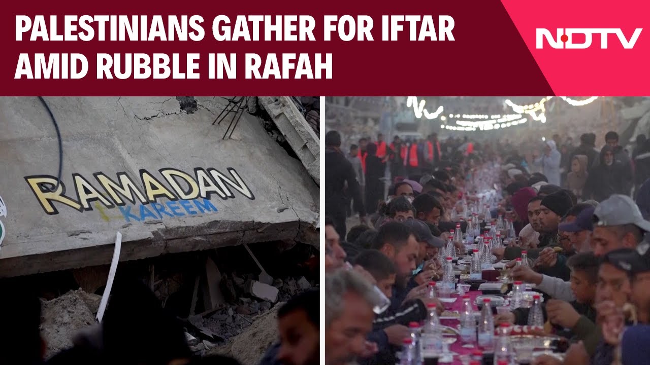 Hundreds Of Palestinians Arrive For Iftar Among The Rubble Of Rafah