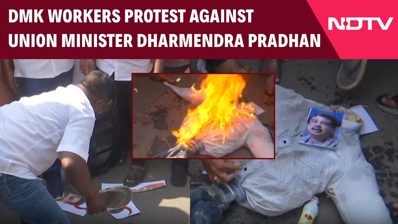 DMK Workers Hold Protest In Chennai Against Union Education Minister Pradhan Remark In Parliament