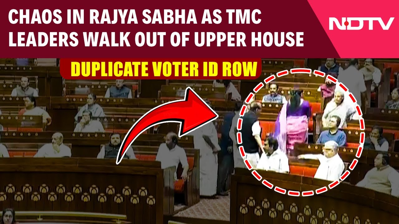 Video: Chaos In Rajya Sabha As TMC Leaders Walk Out Amid Row On Voter Id Number