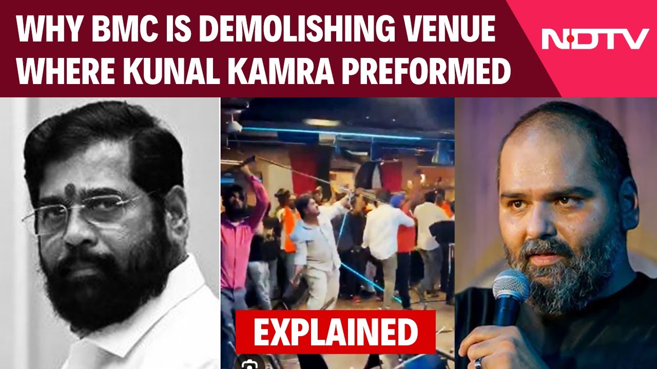 Video : Demolition At Kunal Kamra Event Venue After Jibe At Eknath Shinde