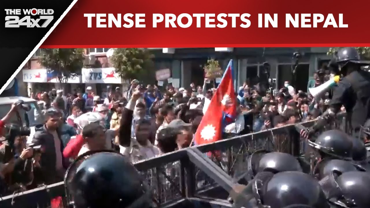 Tense Protests In Nepal, Protesters Burn Effigy of Nepal PM Oli