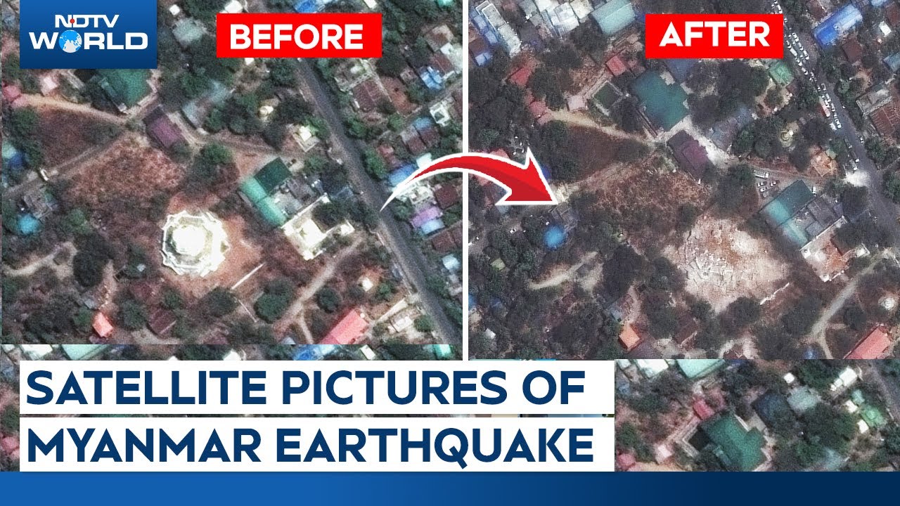 Satellite Images Shows Myanmar Sites Before, After Severe Damage From Earthquake