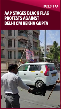 AAP Stages Black Flag Protests Against Delhi CM Rekha Gupta
