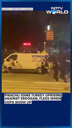 ‘Pikachu’ Joins Turkey Protest, Flees From Police,Video Goes Viral