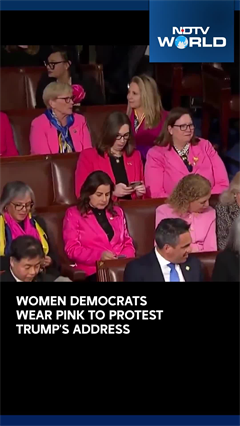 Women Democrats Wear Pink To Protest Against Trump's Joint Congress Address