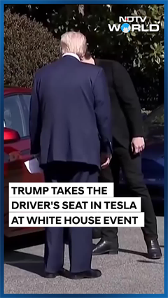 Trump Takes Driver’s Seat in Tesla Car at White House Event with Elon Musk