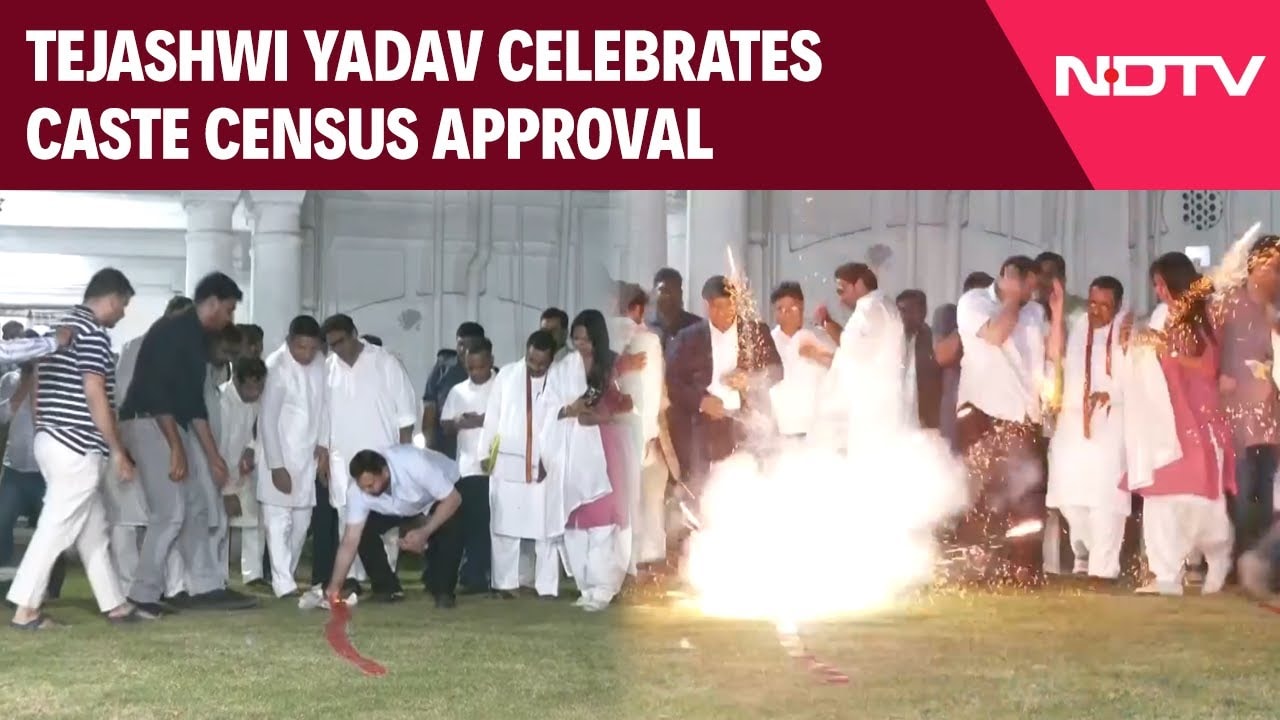 Tejashwi Yadav | Tejashwi Yadav Celebrates Caste Census Approval, RJD Leaders Burst Firecrackers