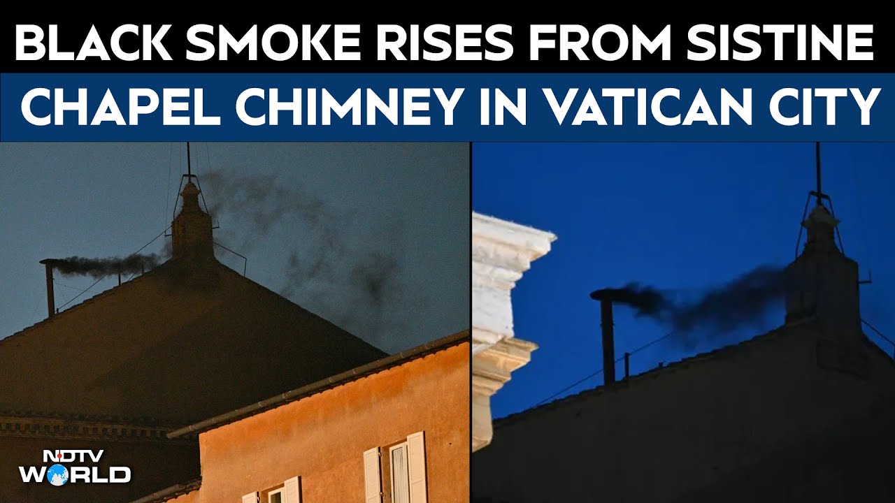 Black Smoke Rises From Vatican Chimney After First Day Of Conclave To Elect New Pope