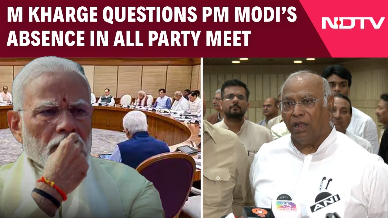 Mallikarjun Kharge News | Mallikarjun Kharge Questions PM Modi's Absence In All Party Meeting Mallikarjun Kharge News | Mallikarjun Kharge Questions PM Modi's Absence In All Party Meeting