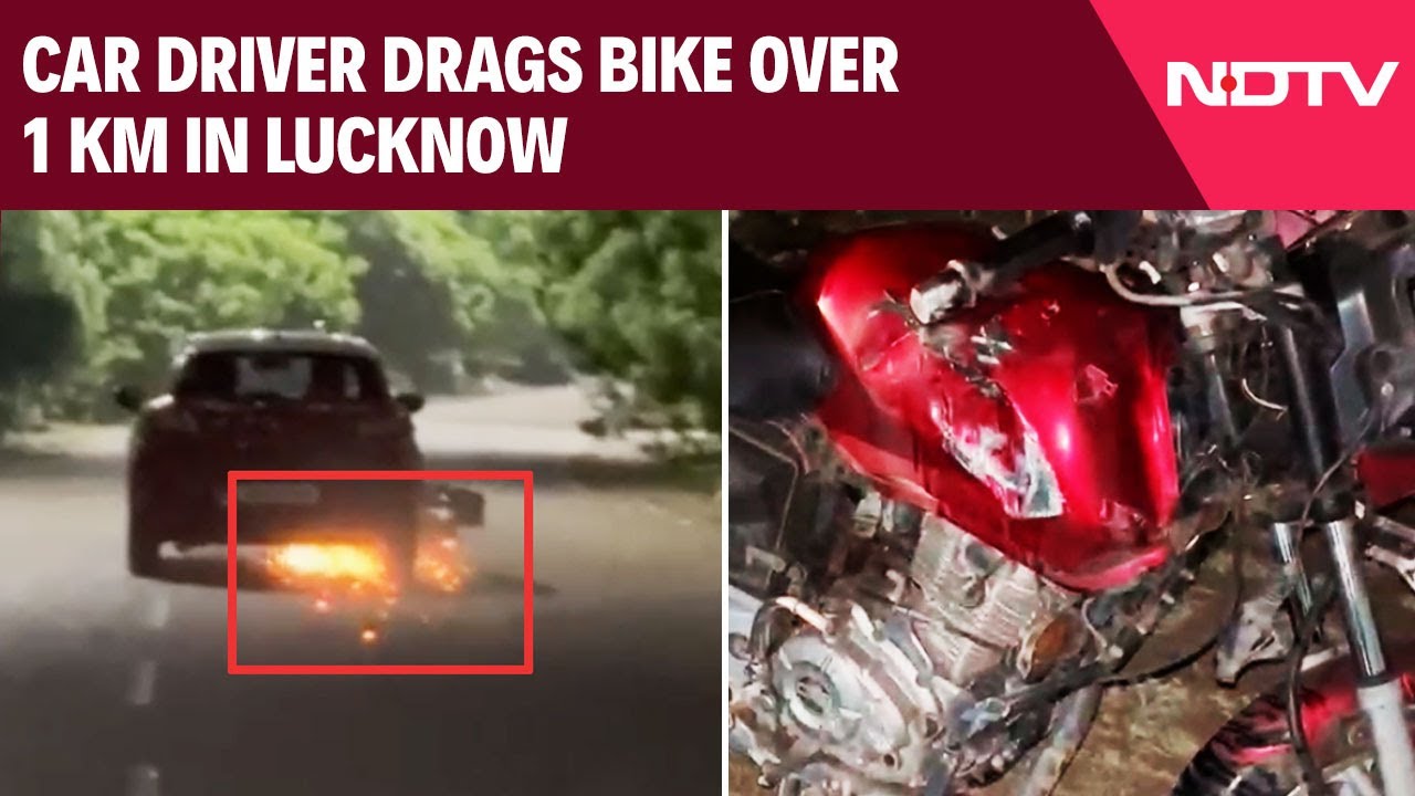 Car Driver Drags Bike Over 1 Km In Lucknow; Case Registered Car Driver Drags Bike Over 1 Km In Lucknow; Case Registered