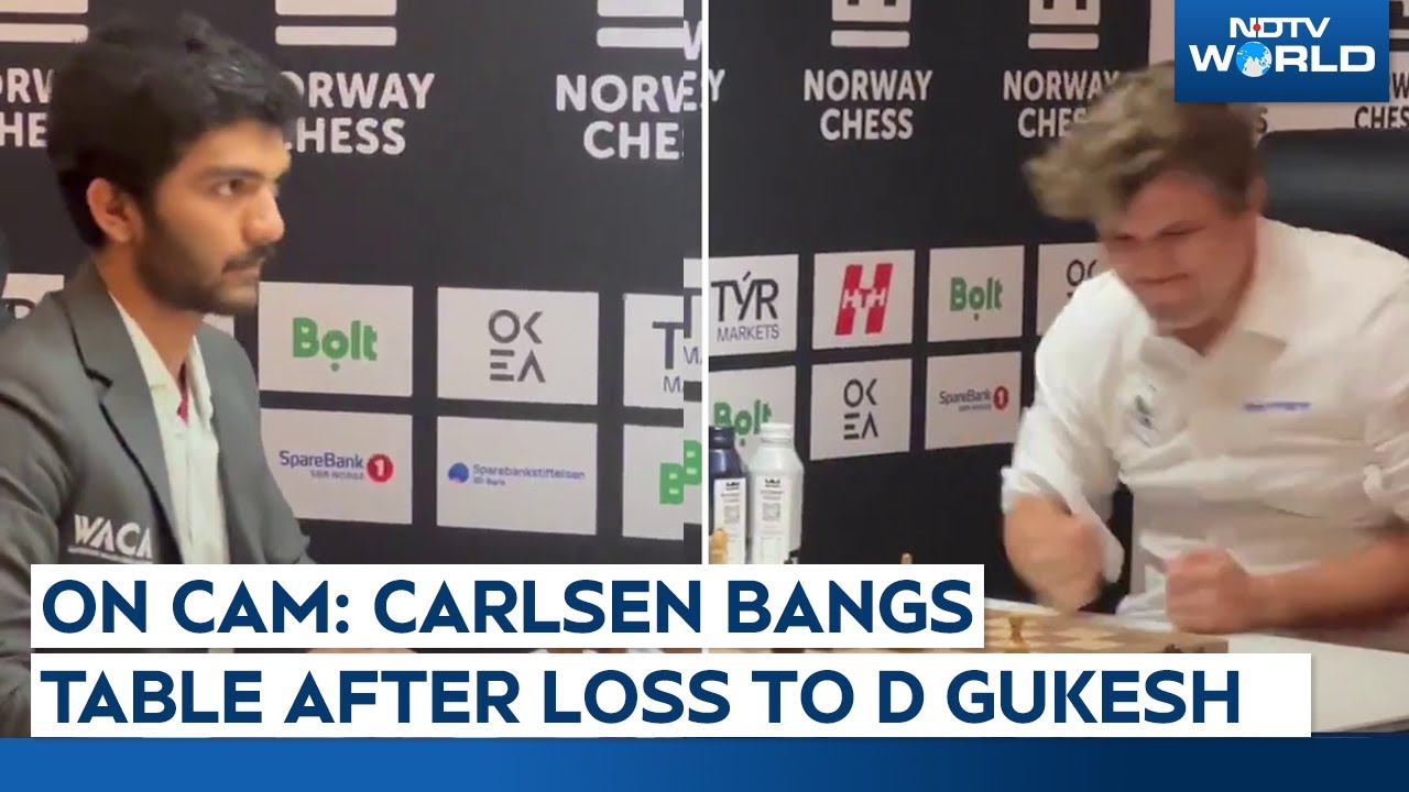 Watch: Magnus Carlsen Bangs Table After Losing To Indias D Gukesh At Norway Chess