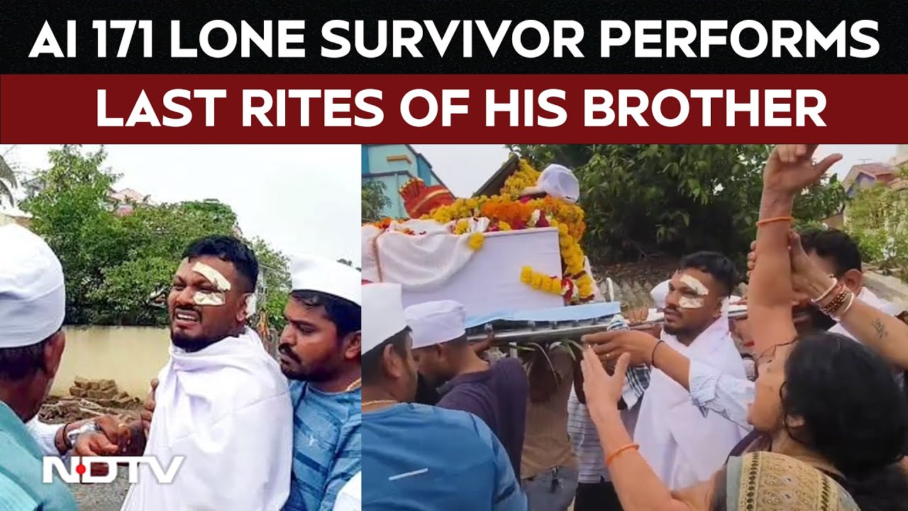 Sole Air India Crash Survivor Vishwash Performs Last Rites Of Brother, Ajay Sole Air India Crash Survivor Vishwash Performs Last Rites Of Brother, Ajay