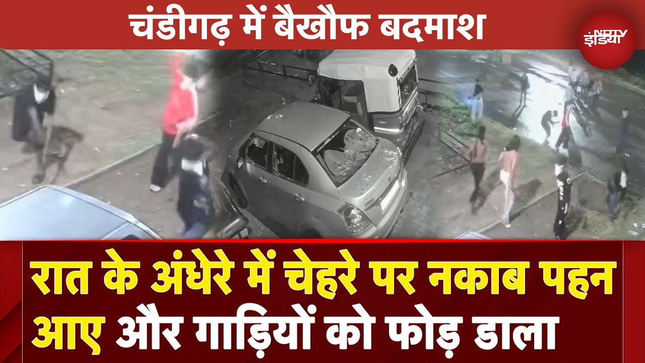 Chandigarh में नकाबपोश बदमाशों ने जमकर मचाया उत्पात, गाड़ियों में की तोड़फोड़ | Video Viral