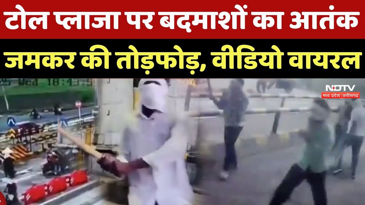Madhya Pradesh: नकाबपोश बदमाशों ने Toll Plaza पर मचाया आतंक, जमकर की तोड़फोड़ | Satna | Viral Video