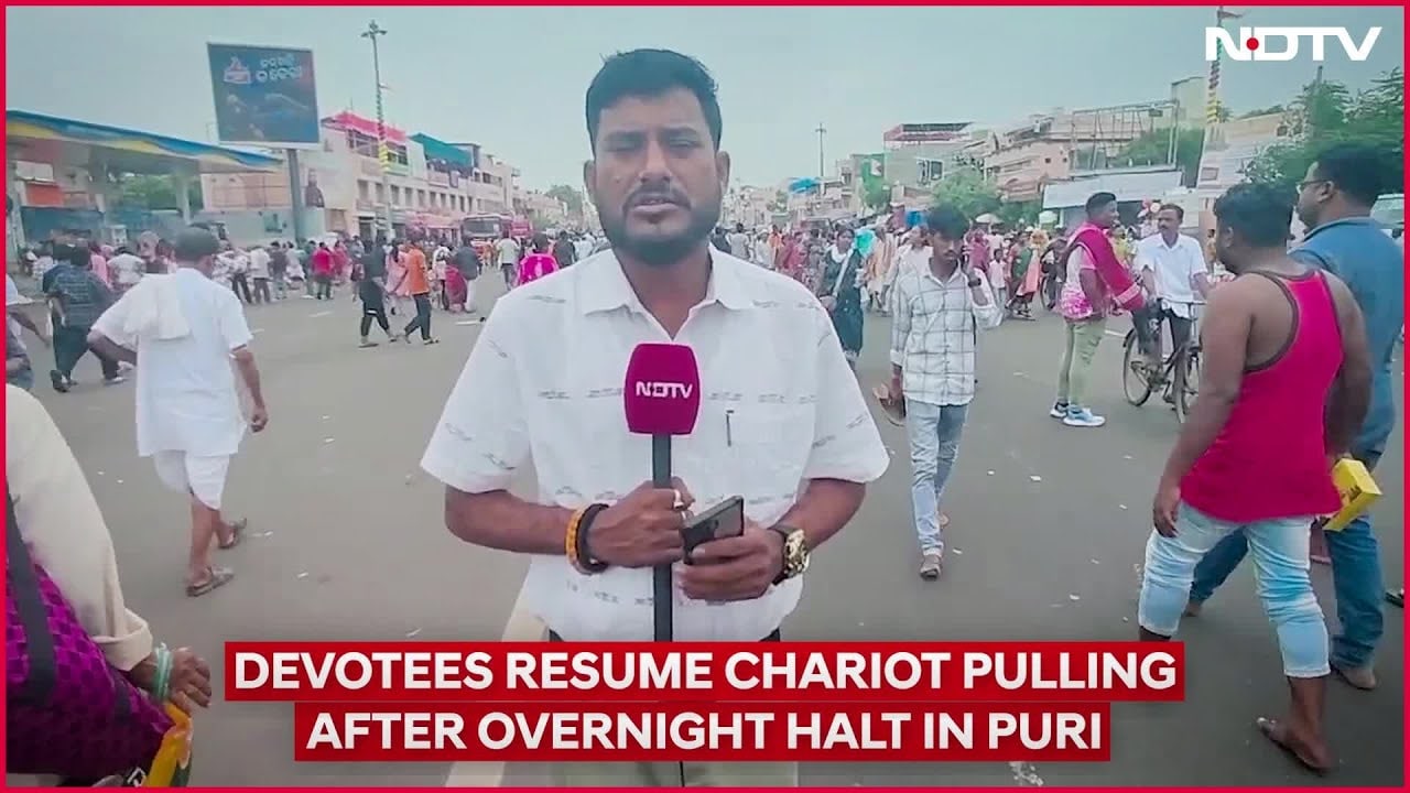 Jagannath Puri Yatra | Devotees Resume Chariot Pulling After Overnight Halt In Puri