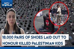 Gaza Death Toll | Dutch Protesters Line Up 18000 Pairs Of Shoes To Honour Killed Palestinian Kids Gaza Death Toll | Dutch Protesters Line Up 18000 Pairs Of Shoes To Honour Killed Palestinian Kids