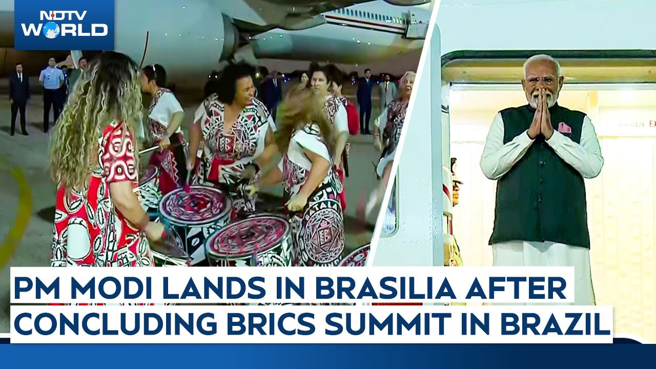PM Modi Lands In Brasilia After Concluding Brics Summit In Brazil
