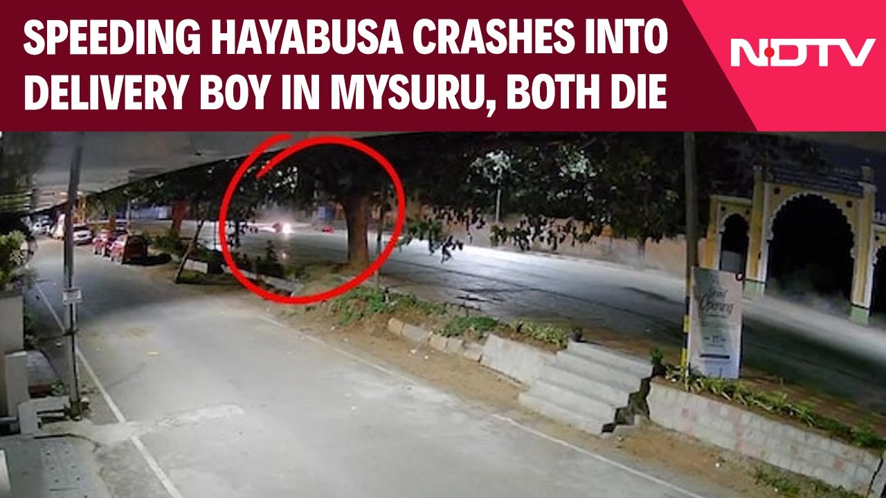 Karnataka News | Video: Speeding Hayabusa Crashes Into Delivery Boy In Mysuru, Both Die