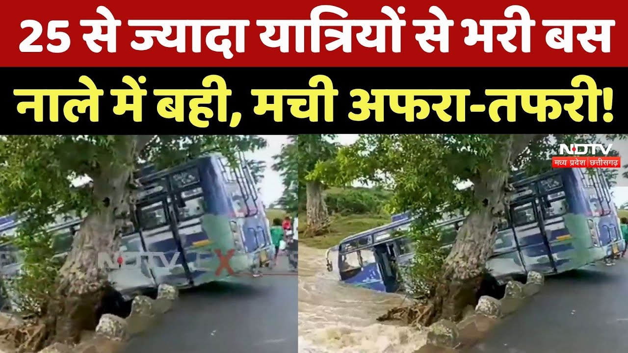 Viral Video: Damoh में यात्रियों से भरी बस नाले में बही, Video में देखिए फिर क्या हुआ? MP Top News