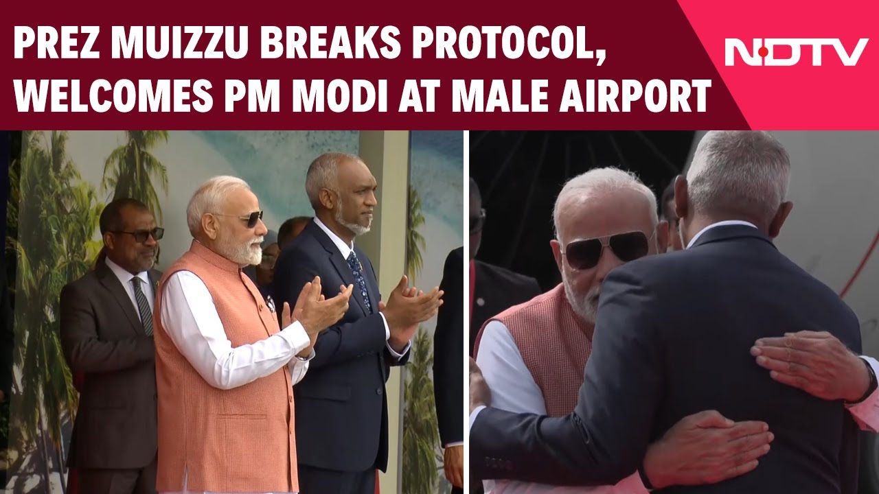 PM Modi Maldives Visit | President Muizzu Breaks Protocol, Welcomes PM Modi At Male Airport