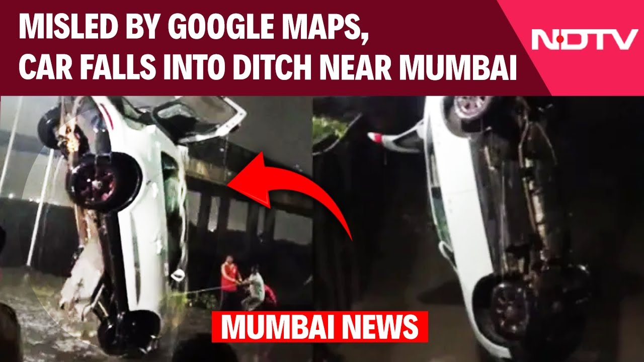 Mumbai News | Audi Car Falls Into Ditch In Navi Mumbai After Google Maps Misled Her