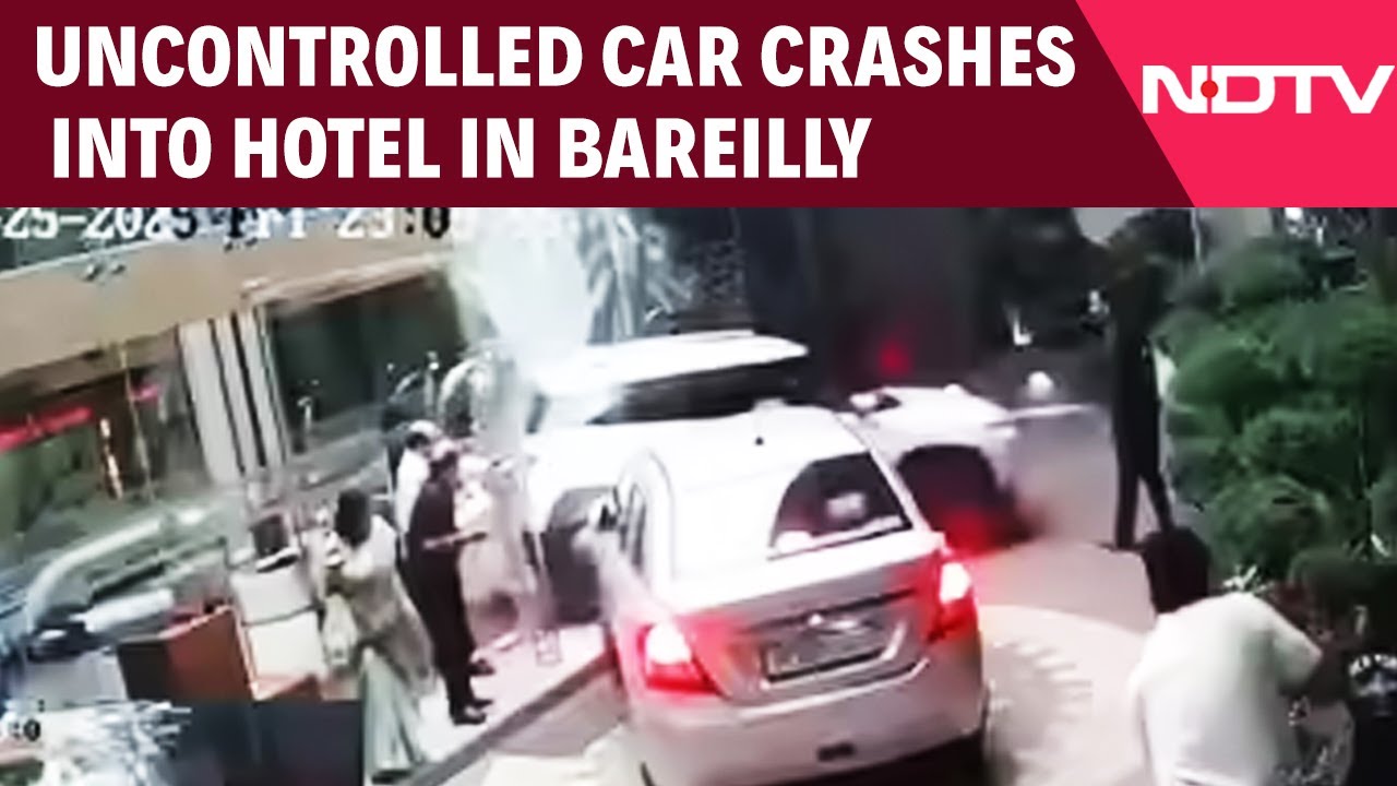 Video: Uttar Pradesh News | Uncontrolled Car Crashes Into Hotel Ramada In Bareilly