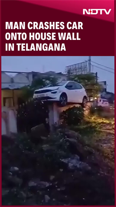 Man Crashes Car Onto House Wall In Telangana, Video Goes Viral