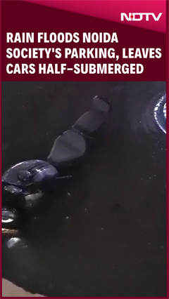Heavy Rain Floods Noida Society's Basement Parking, Leaves Cars Half-Submerged