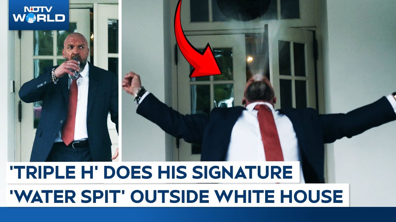 Video: Wrestler 'Triple H' Does His Signature 'Water Spit' Outside The White House, Criticised