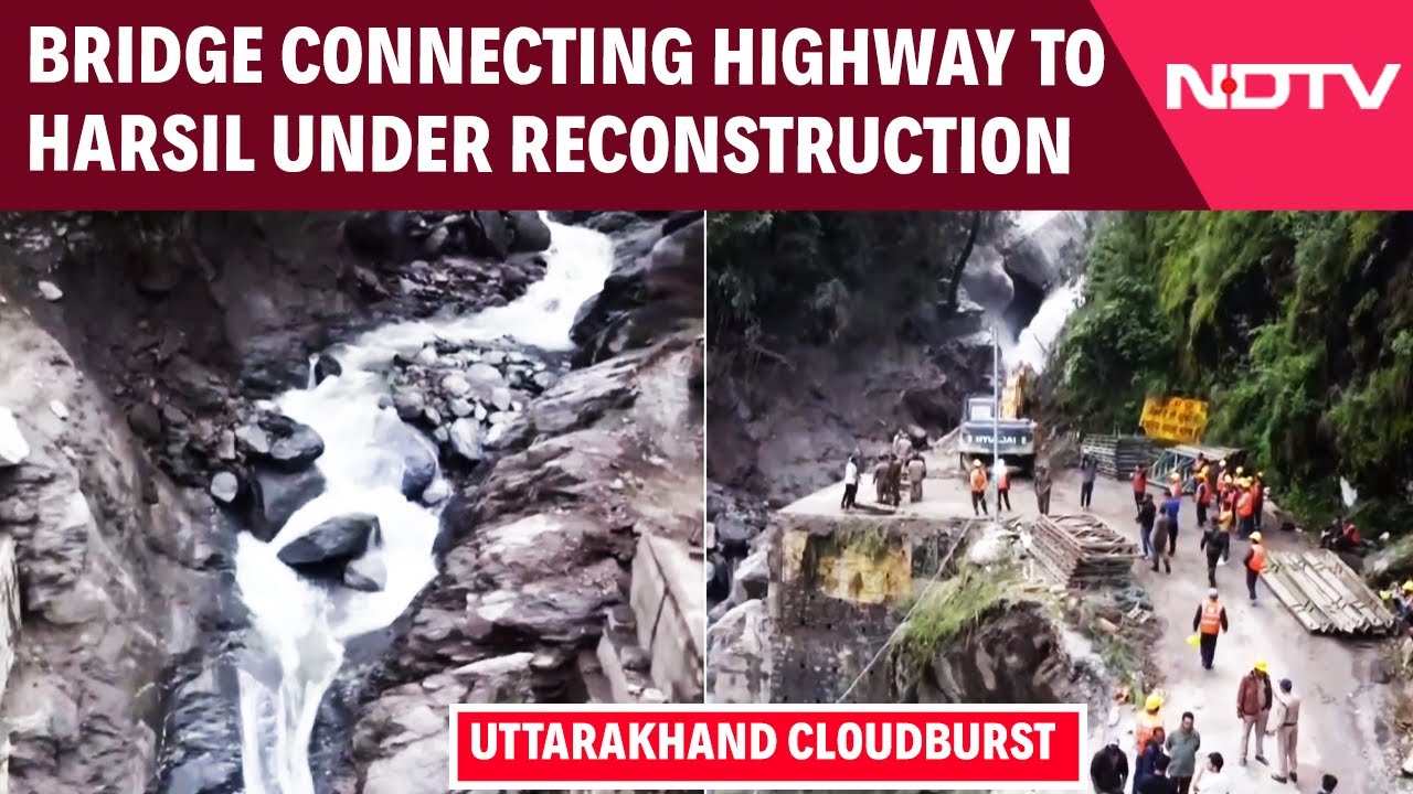 Bridge Connecting Highway To Harsil Under Reconstruction After Cloudburst Bridge Connecting Highway To Harsil Under Reconstruction After Cloudburst