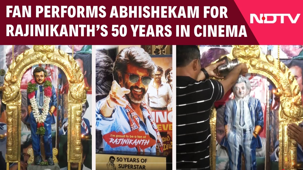 Fan Celebrates 50 Years Of Rajinikanth In Cinema By Performing Abhishekam At Temple