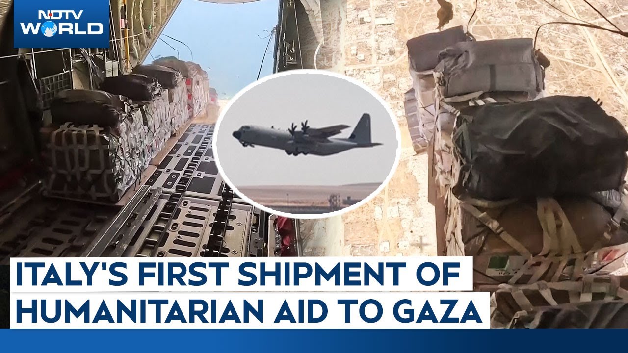 Italy's First Shipment Of Humanitarian Aid To Gaza Carried Out By Italian Air Force C-130