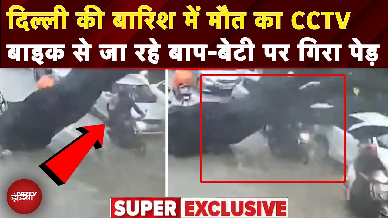 Delhi Rain CCTV: सिर्फ 2 सेकंड रुक जाते तो बच जाती जान..Kalkaji में पेड़ गिरने का VIDEO | Weather