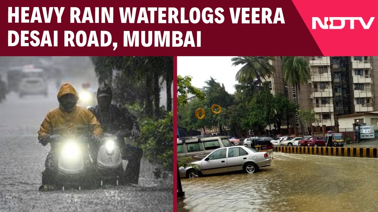 Heavy Rain Leads To Severe Waterlogging On Veera Desai Road, Mumbai