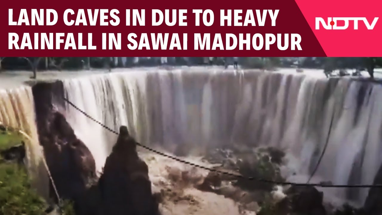 A Big Portion Of Land Caves In Due To Heavy Rainfall In Sawai Madhopur