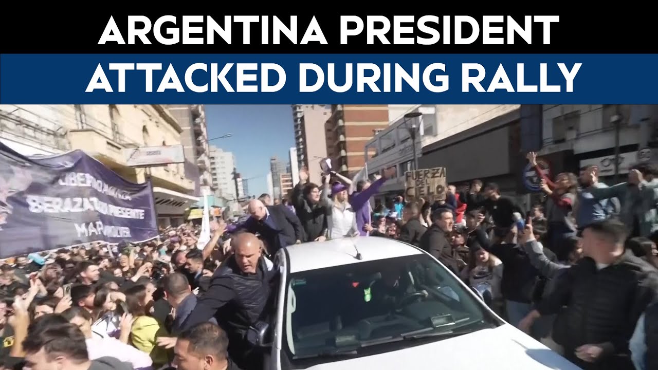 Video: Argentina News | President Milei Attacked By Stone-Pelting Protesters During Rally In Buenos Aires