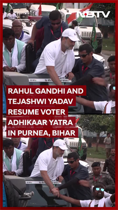 Rahul Gandhi, Tejashwi Ride Bikes in Bihar's 'Voter Adhikar Yatra'