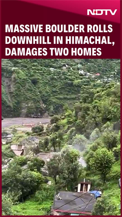 Himachal Pradesh News | Massive Boulder Rolls Downhill In Himachal, Damages Two Homes