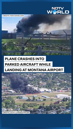 Plane Crash Lands & Collides With Parked Aircraft At Kalispell City Airport, Montana Plane Crash Lands & Collides With Parked Aircraft At Kalispell City Airport, Montana
