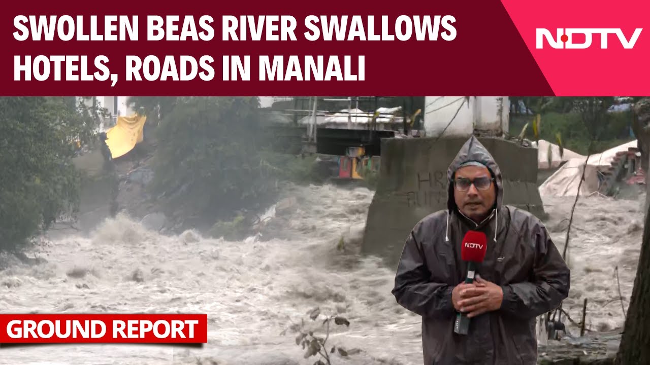 Video: Himachal Floods News | Swollen Beas River Swallows Hotel, Road In Manali, Over 300 Dead In Himachal